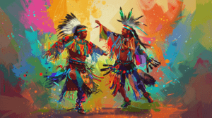 Ohlones dansant une danse traditionnelle - illustration