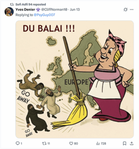 Un des posts racistes de SOFI ADFI 94 sur X