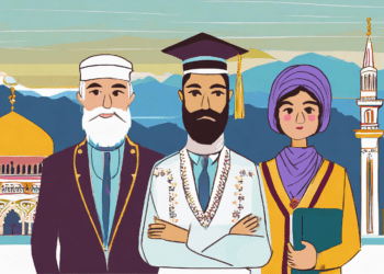 Dessin de personnes de diverses confessions religieuses dans les balkans