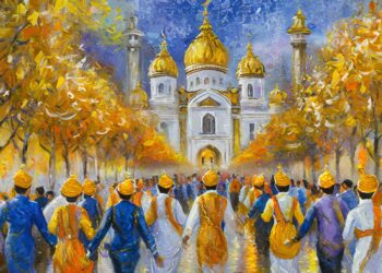 un groupe de sikhs défilant - IA