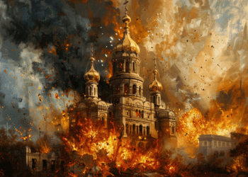 Cathédrale ukrainienne sous les bombes