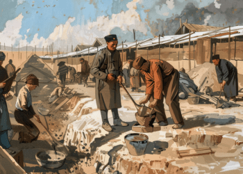 Ouighours travaillant dans un camp