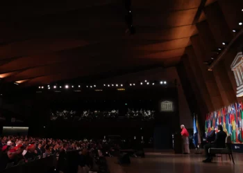 Le pape Léon XIV prononce son discours au siège de l’UNESCO, à Paris, le 25 septembre 2026. © UNESCO / Marie Etchegoyen