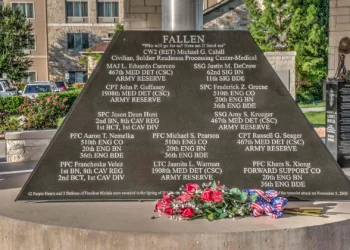 Le mémorial des victimes de la fusillade de Fort Hood, au Texas, photographié le 11 août 2017.